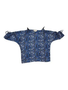⭐️ Michael Kors Blue Printed Cold-Shoulder Top- size medium